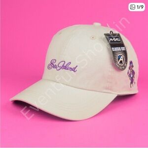 Sea Island Golf Hat Mens One Size Beige Ahead Adjustable Cotton New